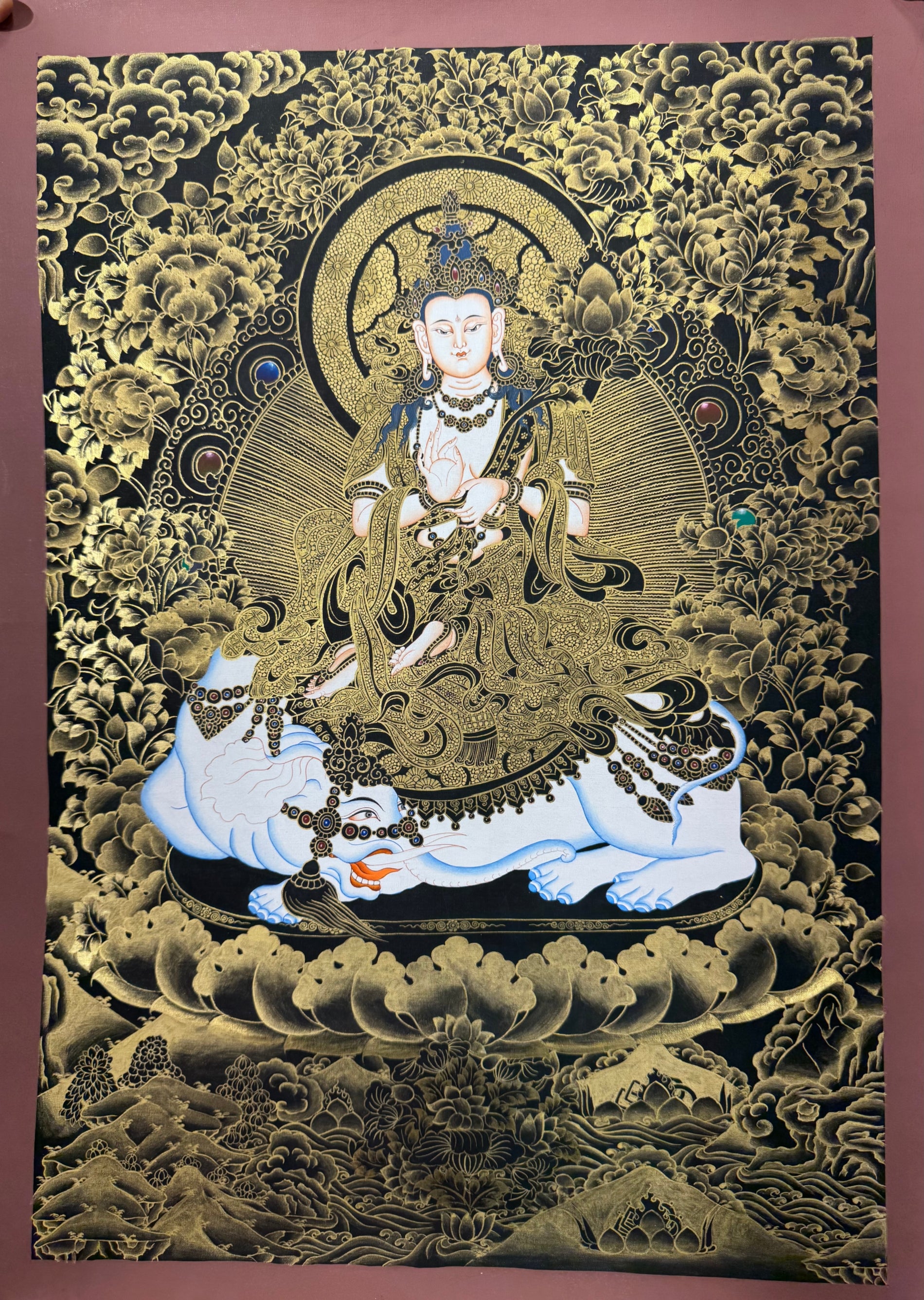 Samantabhadra Bodhisattva Thangka 24K Gold Hand-Painted