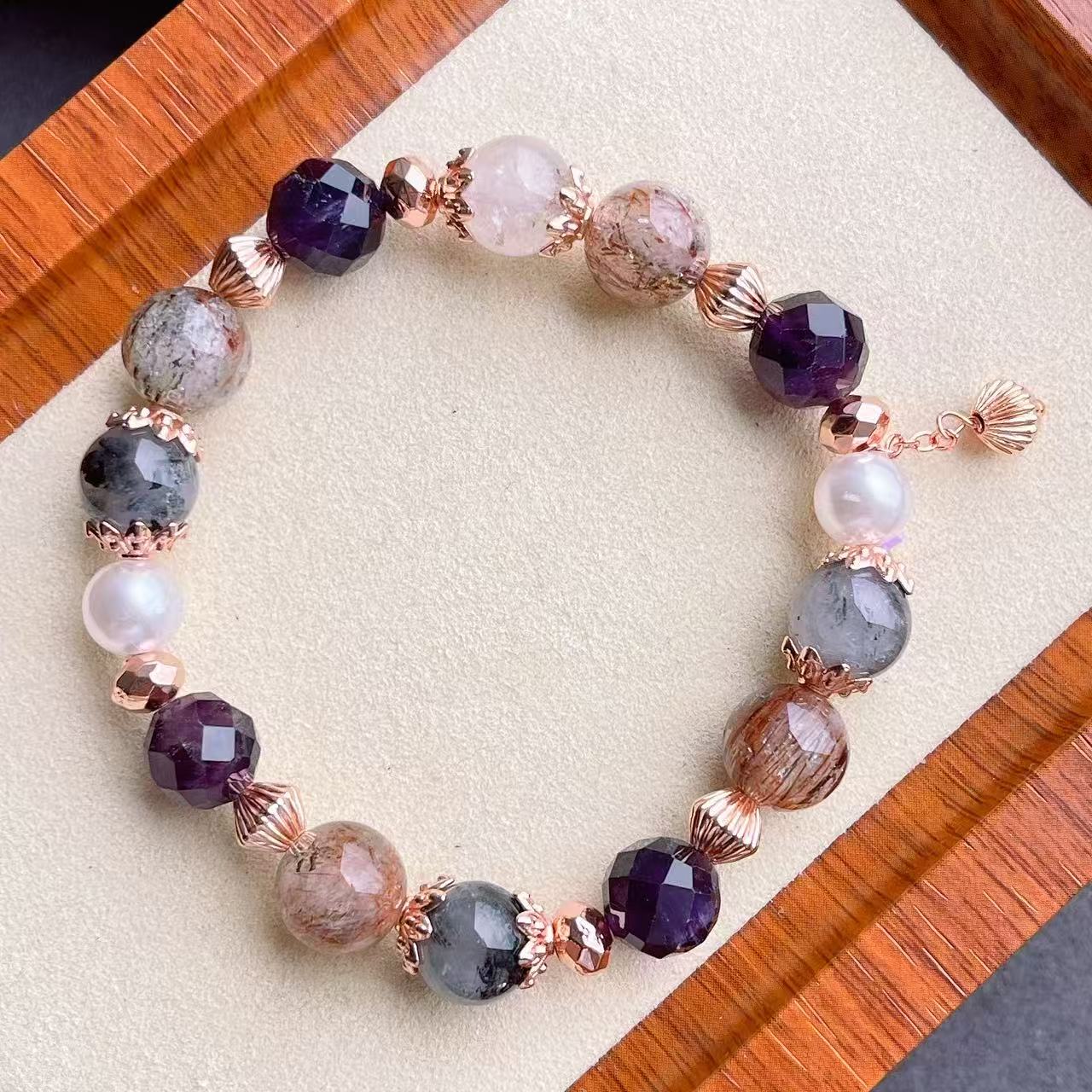 Rose Amethyst Bracelet,Attracting True Love,Enlightenment of Wisdom