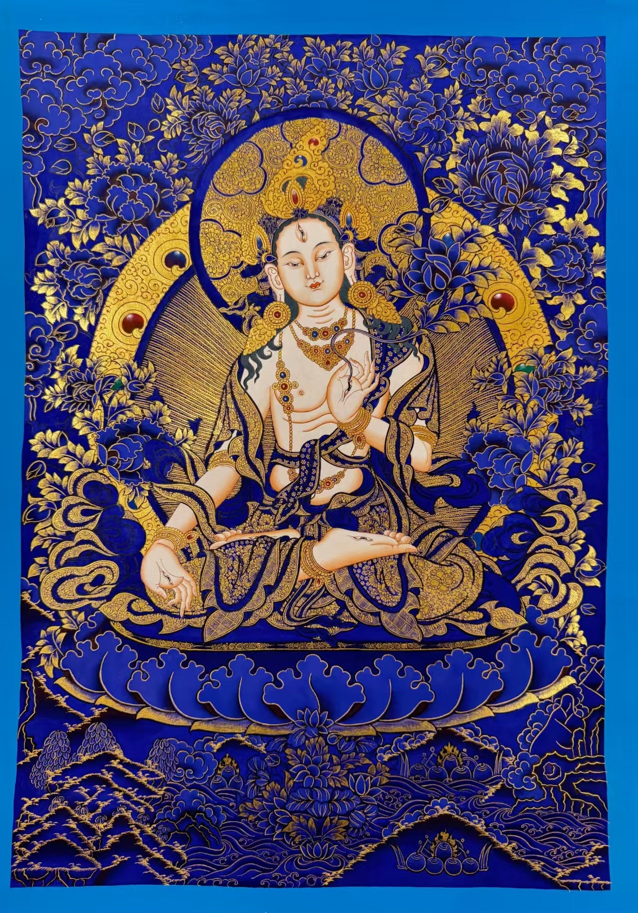 White Tara Thangka 24K Gold  Hand-Painted Tibet  53cm*37cm