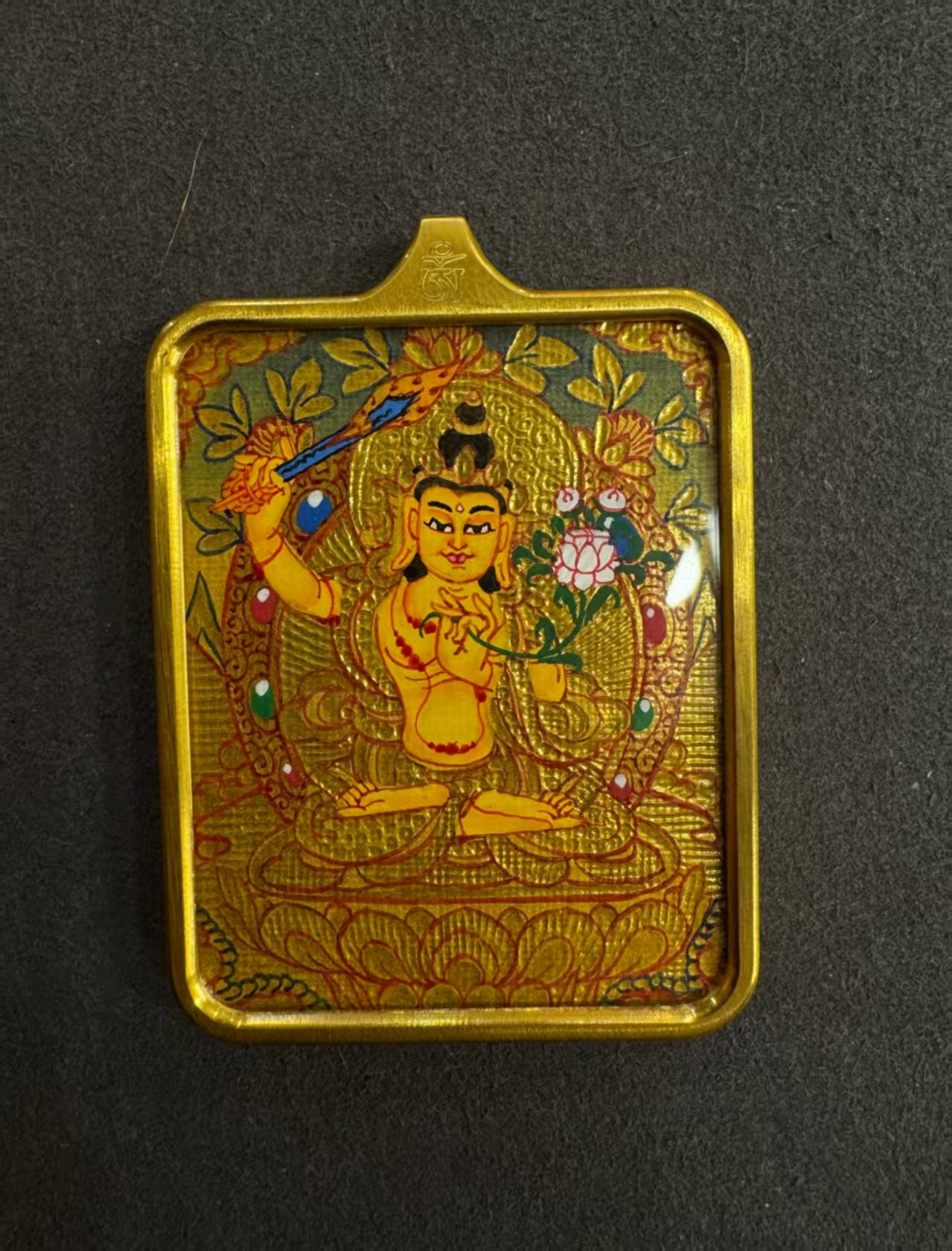 Manjushri Thangka Hand-Painted Tibet 4.5cm*3.5cm