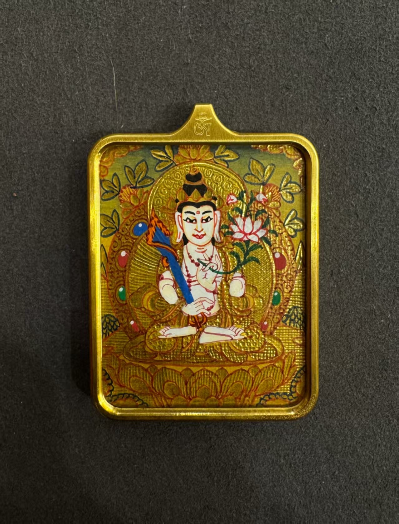 Akashagarbha Thangka Hand-Painted Tibet 4.5cm*3.5cm