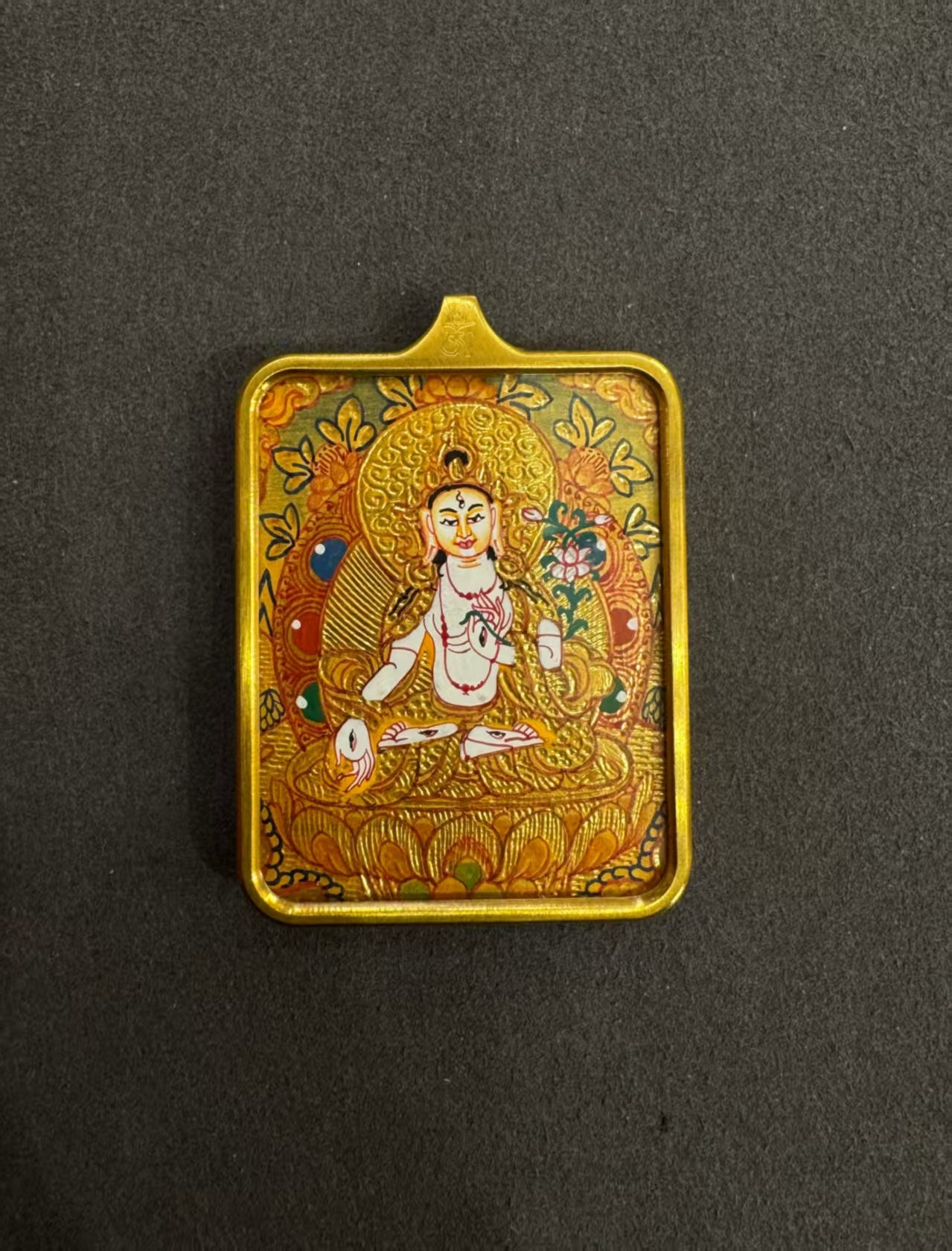 White Tara  Thangka Hand-Painted Tibet 4.5cm*3.5cm