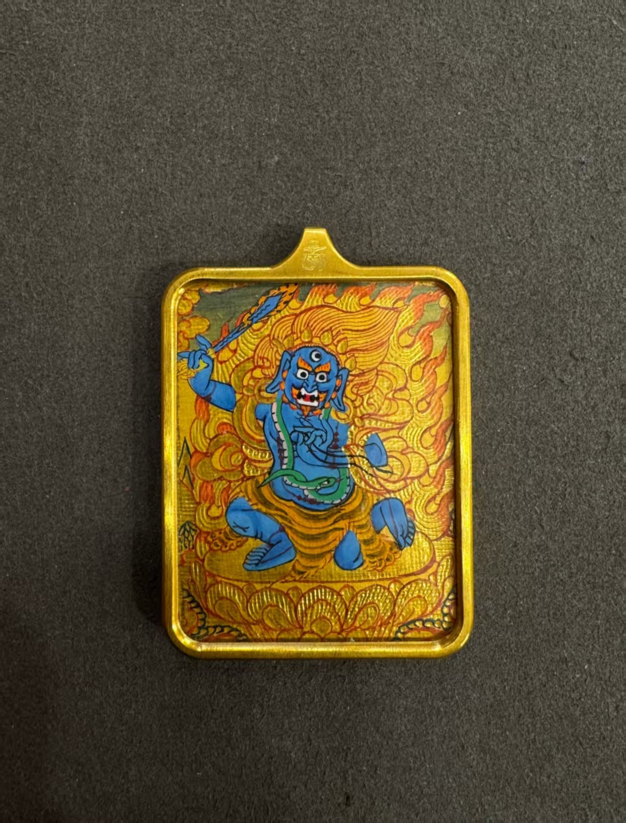 Black Jambhala  Thangka Hand-Painted Tibet 4.5cm*3.5cm