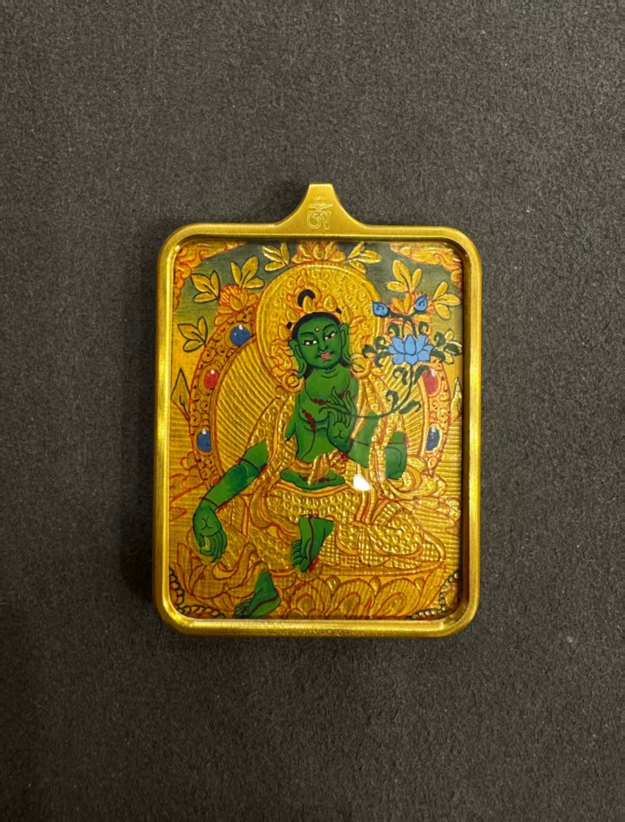 Green Tara Thangka Hand-Painted Tibet 4.5cm*3.5cm