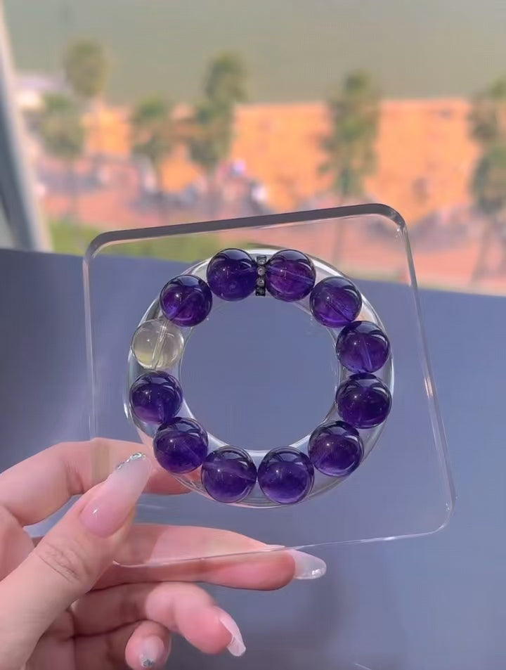 Natural Amethyst Citrine Bracelet, ,Attract Wealth ,Boost Career Luck