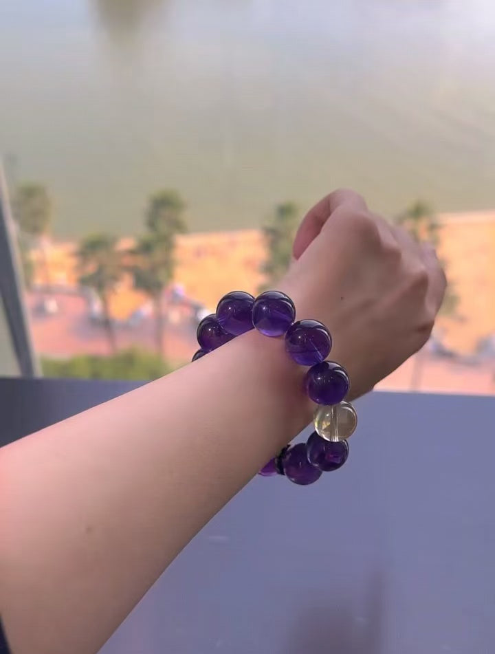 Natural Amethyst Citrine Bracelet, ,Attract Wealth ,Boost Career Luck