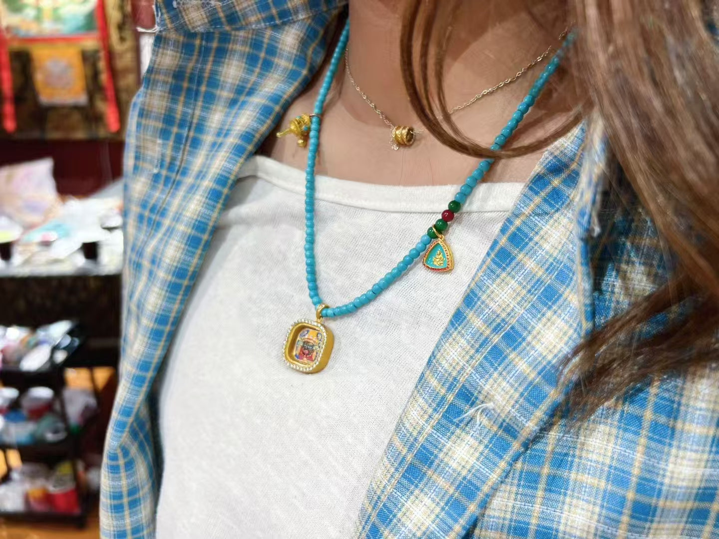 Thangka necklace Handpaint
