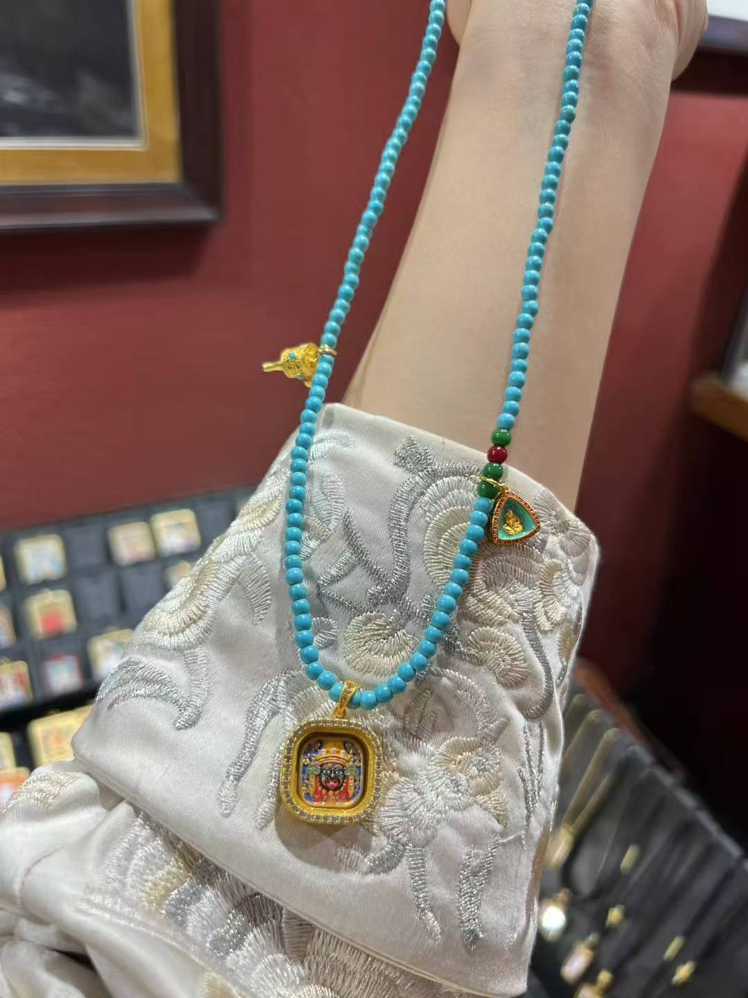 Thangka necklace Handpaint