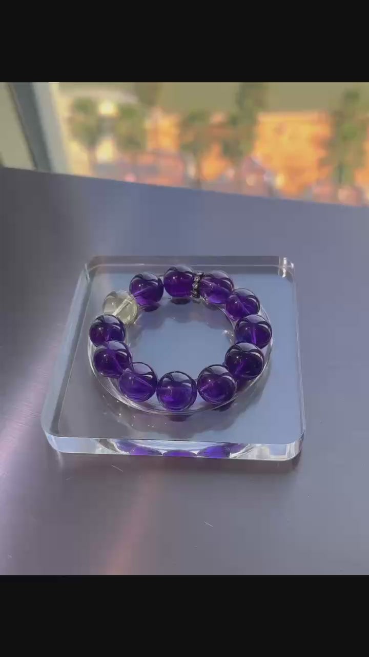 Natural Amethyst Citrine Bracelet, ,Attract Wealth ,Boost Career Luck